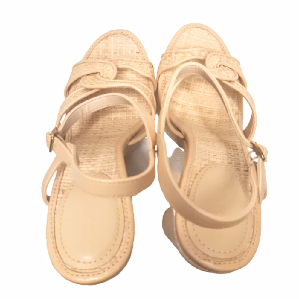 Coach Talina Raffia Strapy Platform Chunky Block Heel Sandal Espadrilles Boho - Picture 9 of 13